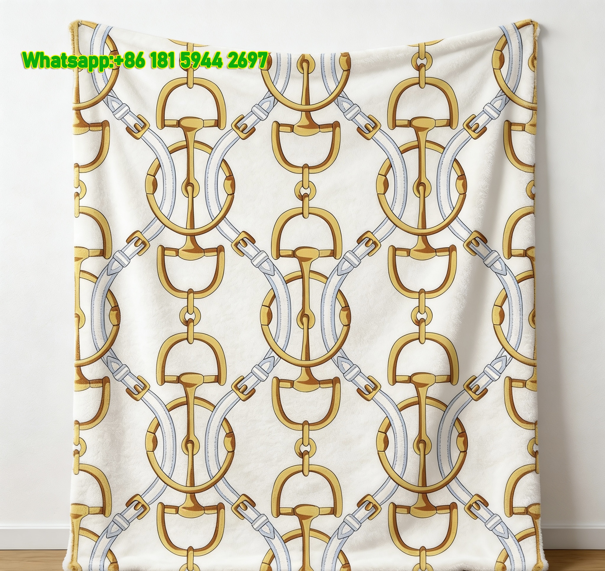 Hermès Luxury Equestrian Snaffle Bit Flannel Throw Blanket IMG_5227